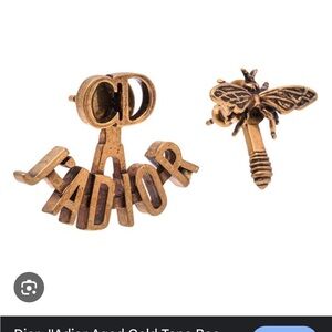 J’adior bee stud earrings antique gold finish Christian Dior